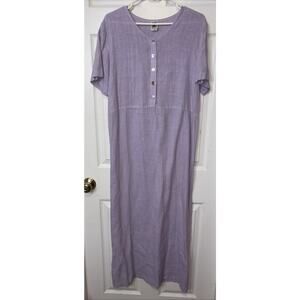 PA Company Boston Linen Shift Dress Sz M/L Lilac Purple Buttons 1170 a3